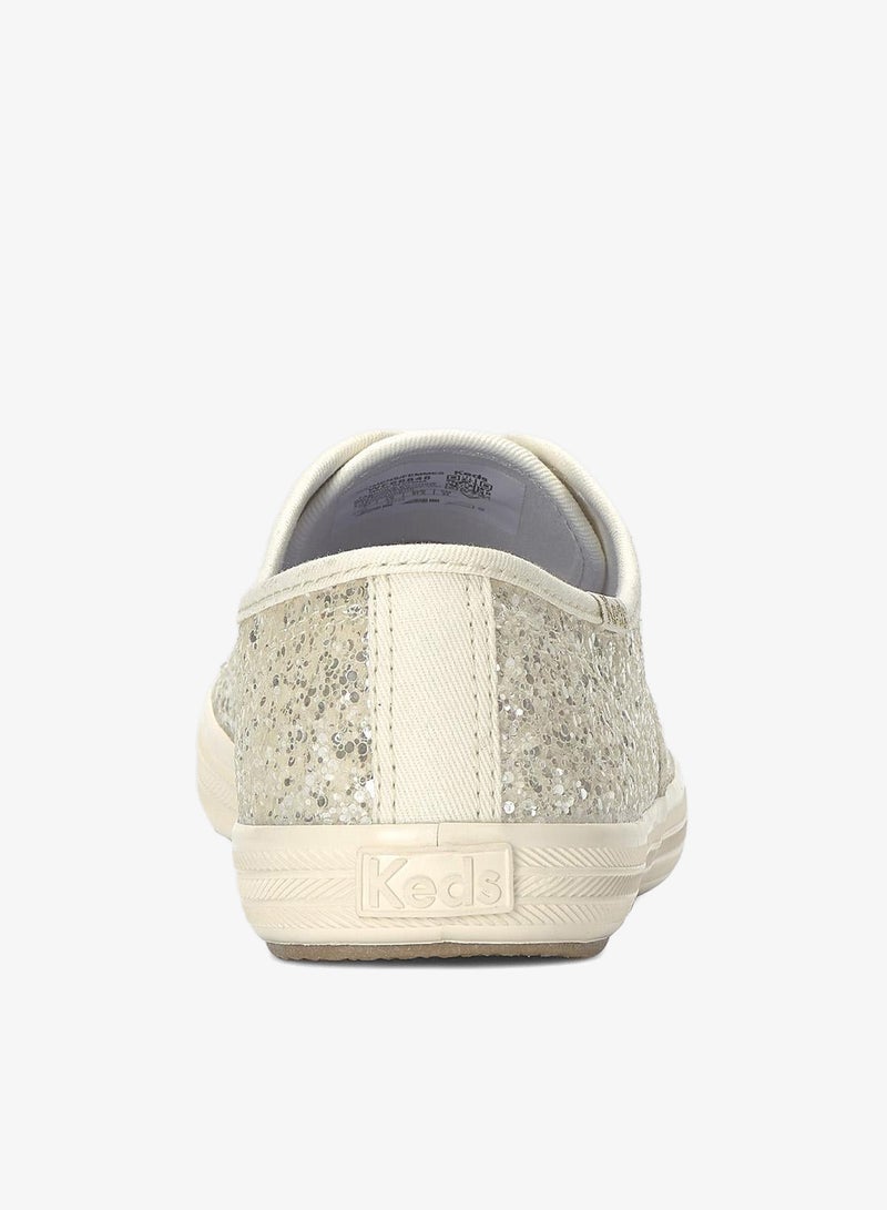 Keds Women's Champion Lace Up Glitter Textile Casual Sneaker Cream - Image 2